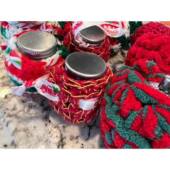 Hand Knit Crochet Christmas Holiday Ornament Lot Of 13 Balls Vintage Red Decor‎ - Picture 7 of 12